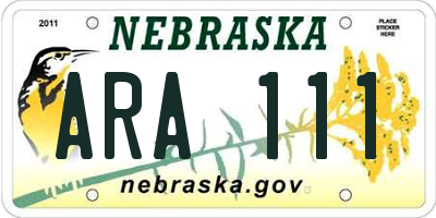 NE license plate ARA111