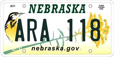NE license plate ARA118