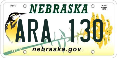 NE license plate ARA130