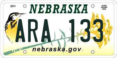 NE license plate ARA133