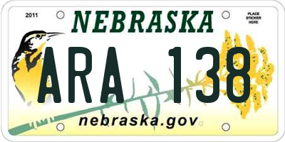 NE license plate ARA138