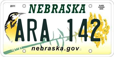 NE license plate ARA142