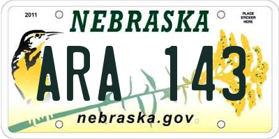 NE license plate ARA143