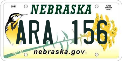 NE license plate ARA156