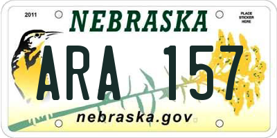 NE license plate ARA157