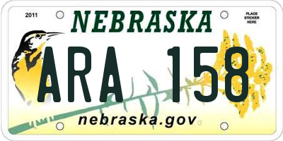 NE license plate ARA158
