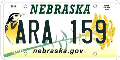 NE license plate ARA159