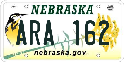 NE license plate ARA162