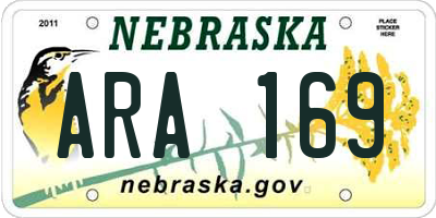 NE license plate ARA169