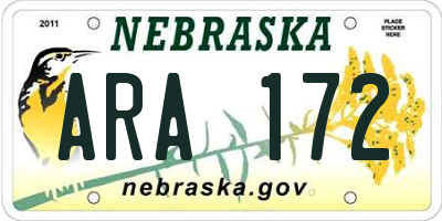 NE license plate ARA172