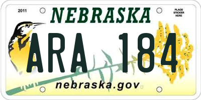 NE license plate ARA184
