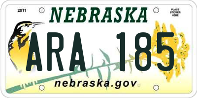 NE license plate ARA185