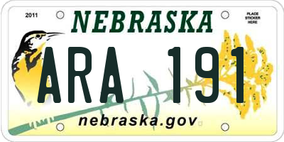 NE license plate ARA191