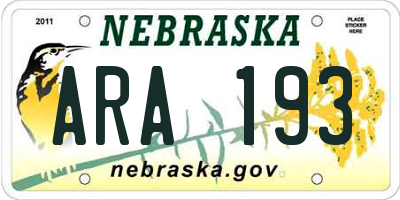 NE license plate ARA193