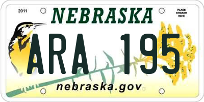 NE license plate ARA195