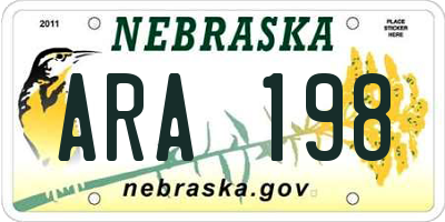 NE license plate ARA198