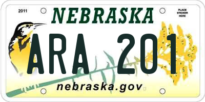 NE license plate ARA201
