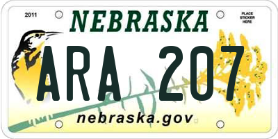 NE license plate ARA207