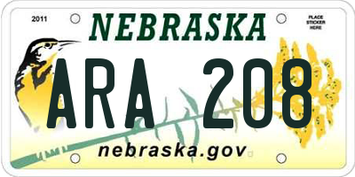 NE license plate ARA208