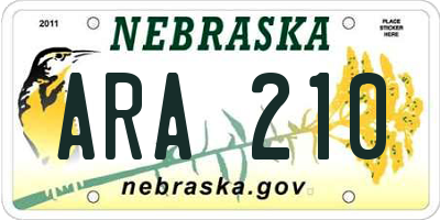 NE license plate ARA210