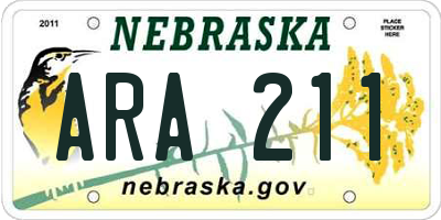 NE license plate ARA211