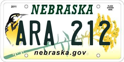 NE license plate ARA212