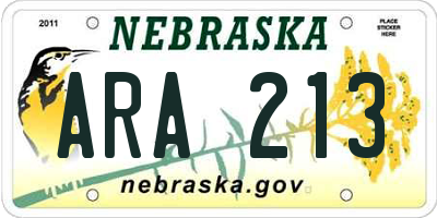 NE license plate ARA213