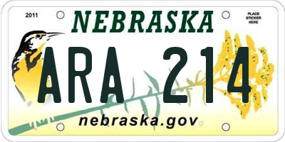 NE license plate ARA214