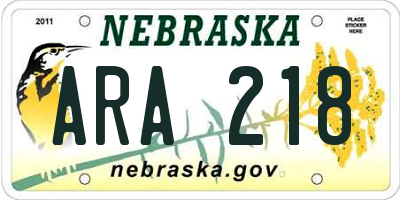 NE license plate ARA218
