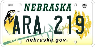NE license plate ARA219