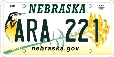 NE license plate ARA221