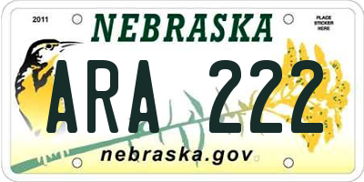 NE license plate ARA222