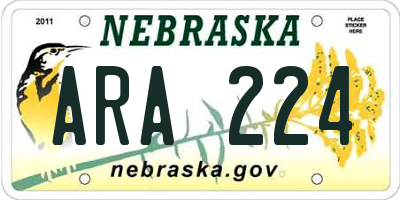 NE license plate ARA224