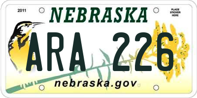 NE license plate ARA226