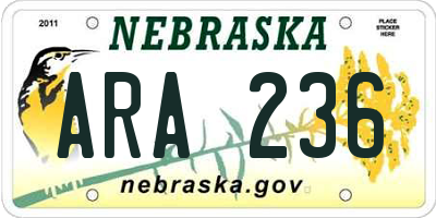 NE license plate ARA236