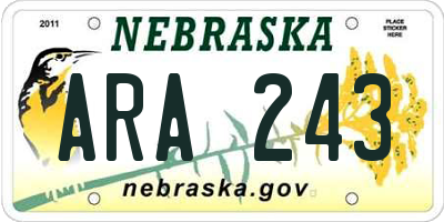 NE license plate ARA243