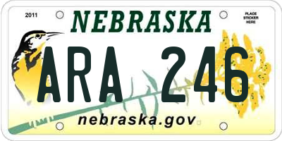NE license plate ARA246