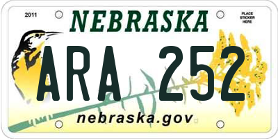 NE license plate ARA252