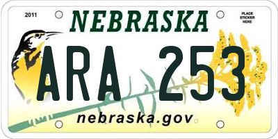 NE license plate ARA253