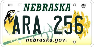 NE license plate ARA256
