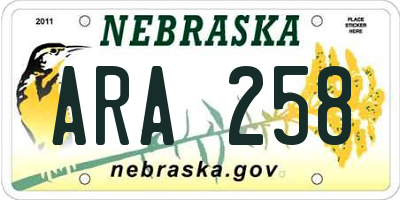 NE license plate ARA258