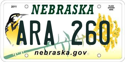 NE license plate ARA260