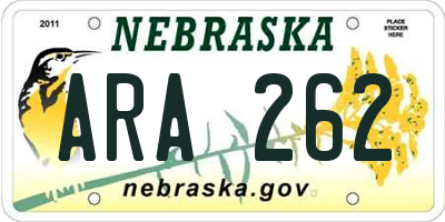 NE license plate ARA262