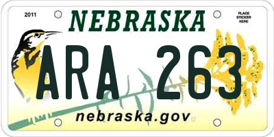 NE license plate ARA263