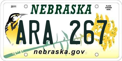 NE license plate ARA267