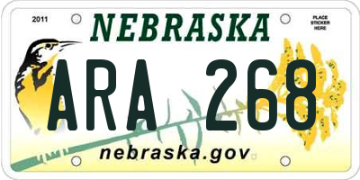 NE license plate ARA268