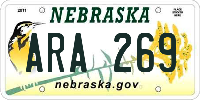 NE license plate ARA269