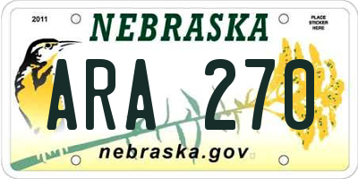 NE license plate ARA270