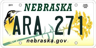 NE license plate ARA271