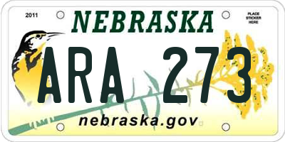 NE license plate ARA273